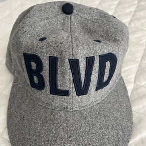 Grey/Blue Boulevard Brewery wool adjustable hat. Great detail on snap and inside